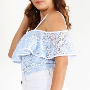💎Plus Size Lace Cold Shoulder Bodysuit